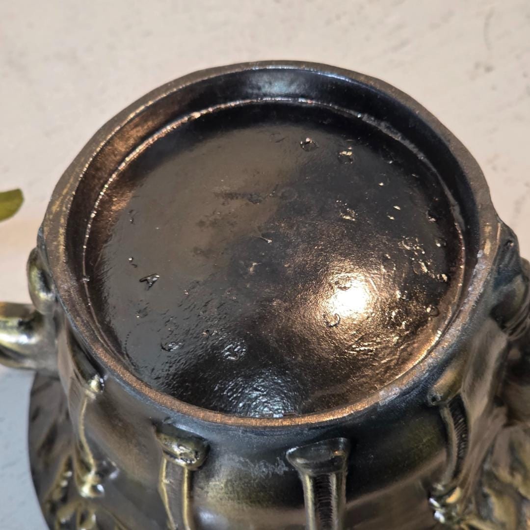 Vintage Brass Mortar and Pestle Animal Head Handles Apothecary Corludin Marked Old World Herbal - 8