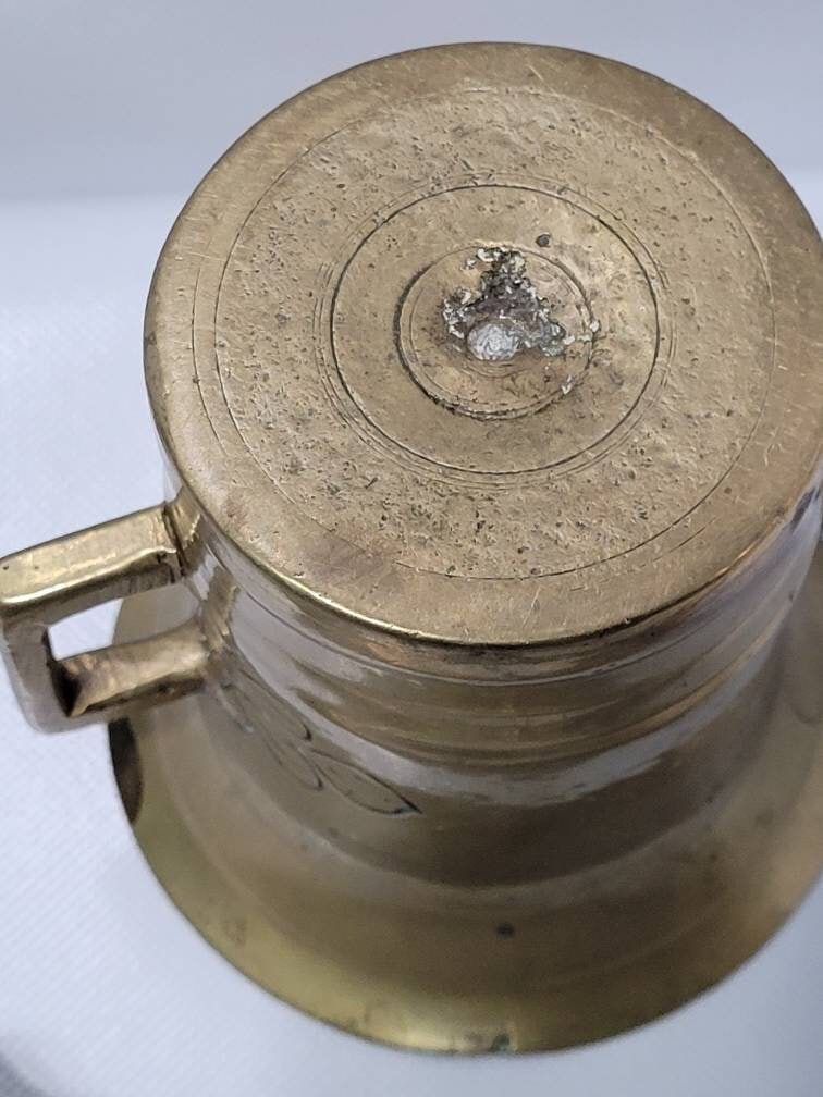 Antique Brass Mortar & Pestle European Apothecary Kitchen Décor Heavy Solid Brass Old World - 5