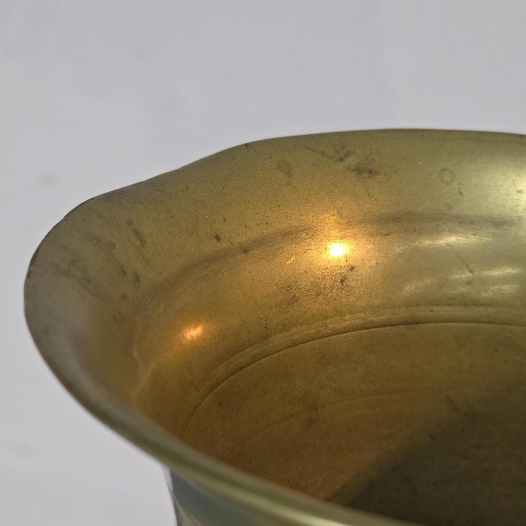 Antique Brass Mortar & Pestle European Apothecary Kitchen Décor Heavy Solid Brass Old World - 7