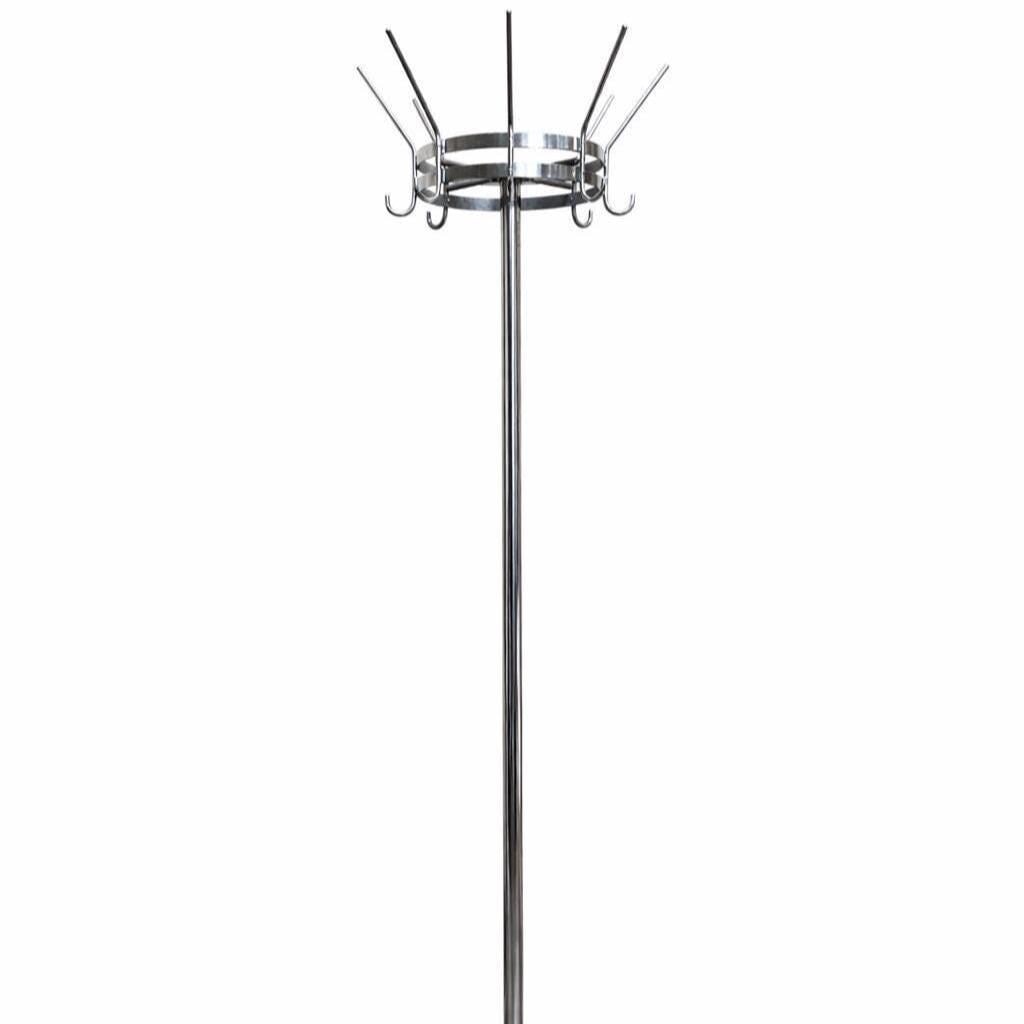 Vintage Commercial Coat Rack Stand, Rotating Crown, Chrome & Steel, Loft Modernist Entryway - 2
