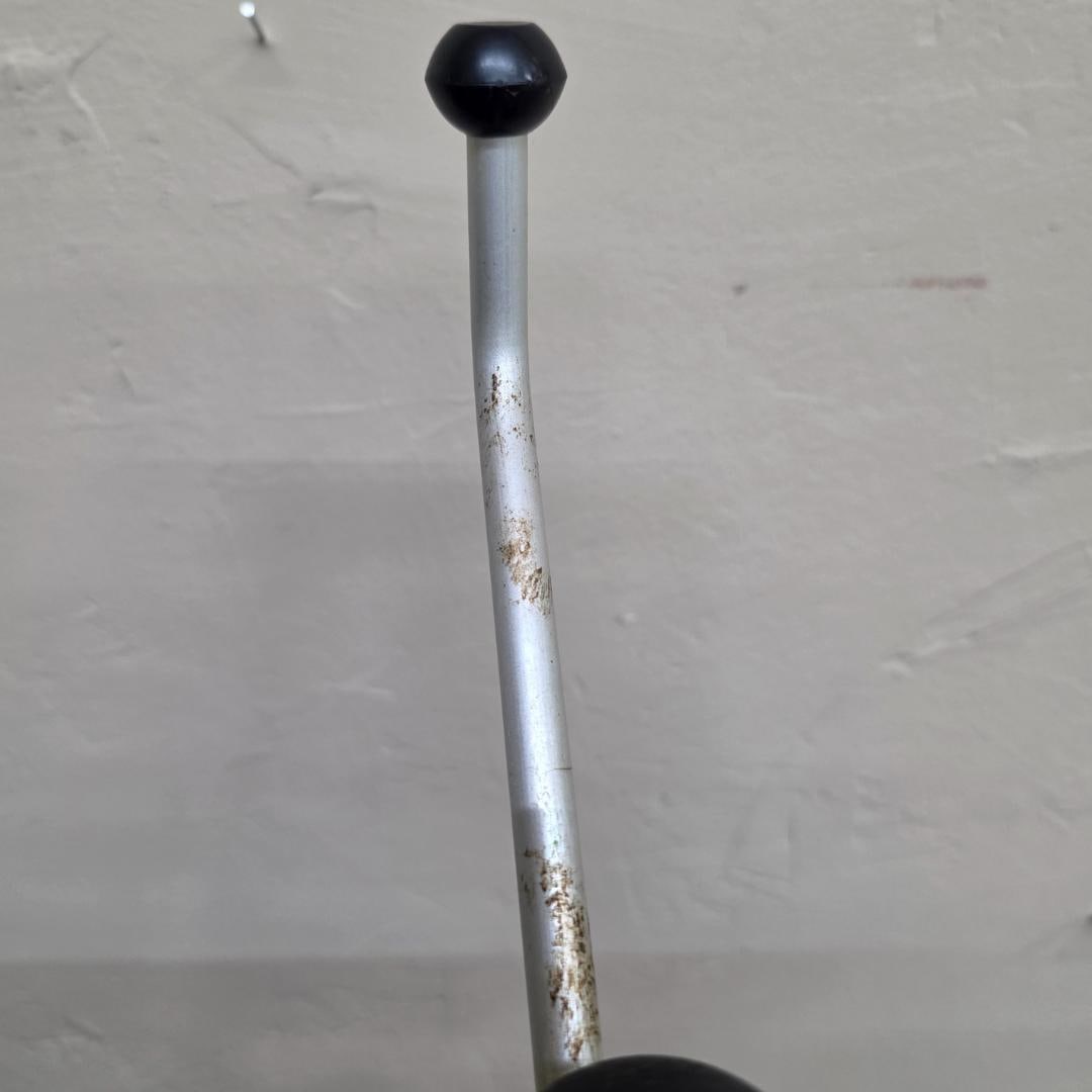 Industrial Minimalist Aluminum Coat Tree 71” Tall Silver Coat Rack w/ Black Ball Hooks Govt - 7