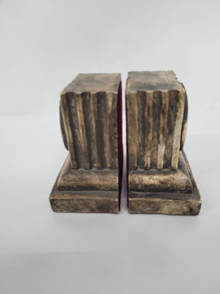 Vintage Michelangelo Buonarroti Bookends Chalkware Plaster Grand Tour Neoclassical Library Decor - 3