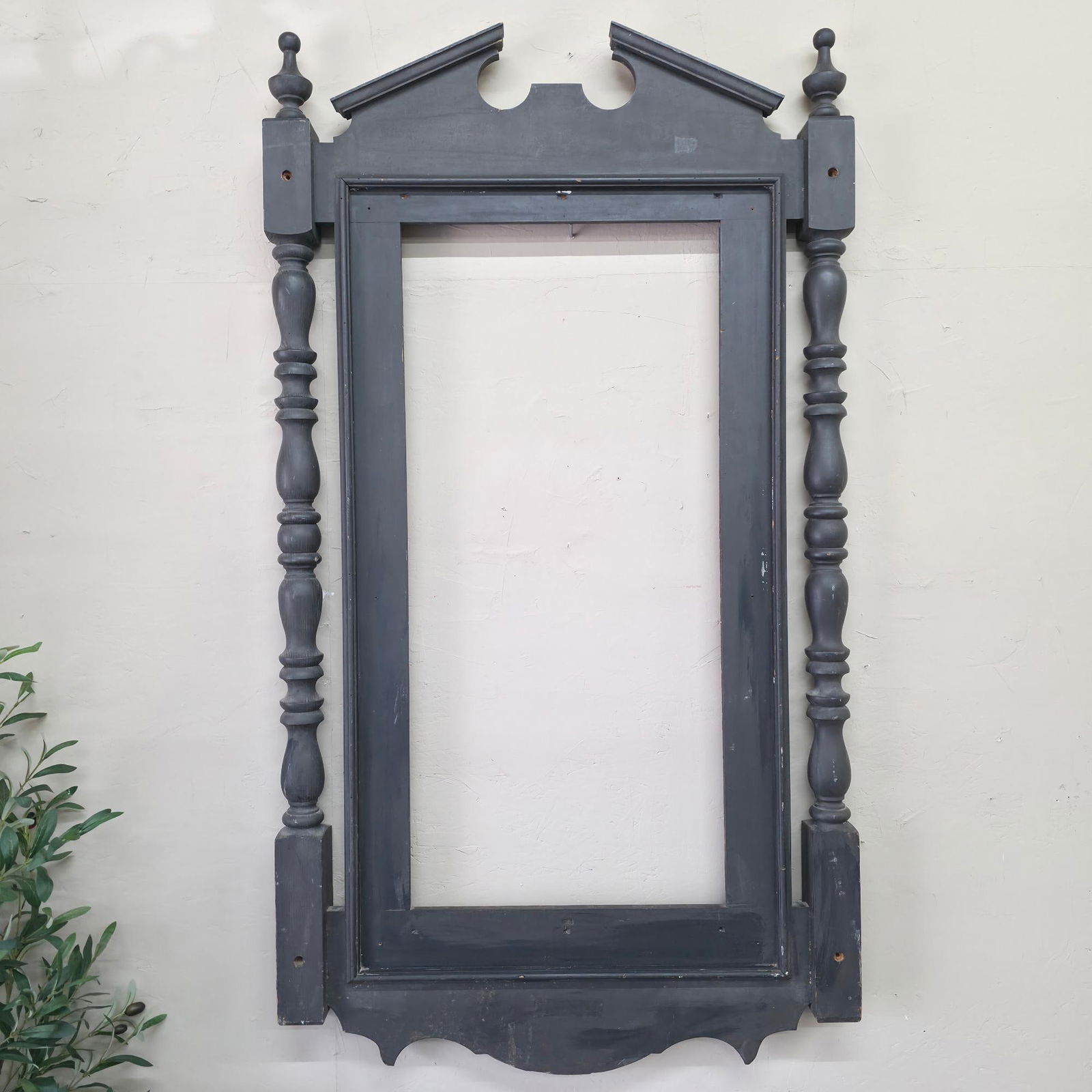 Victorian Eastlake Style Black Pier Mirror Frame, Large Architectural Vintage Wall Hanging Surround - 2