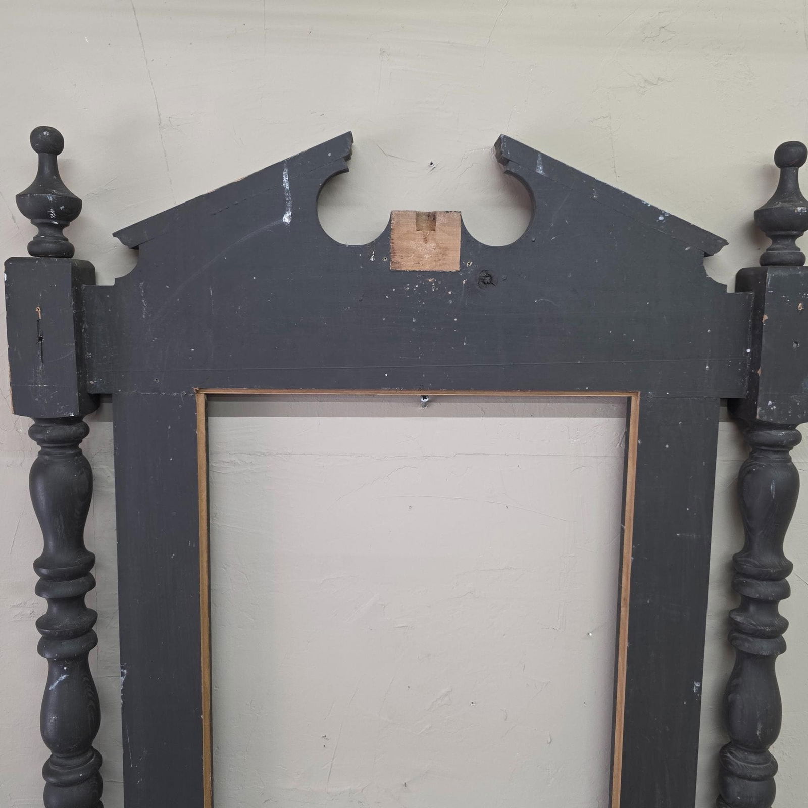 Victorian Eastlake Style Black Pier Mirror Frame, Large Architectural Vintage Wall Hanging Surround - 3