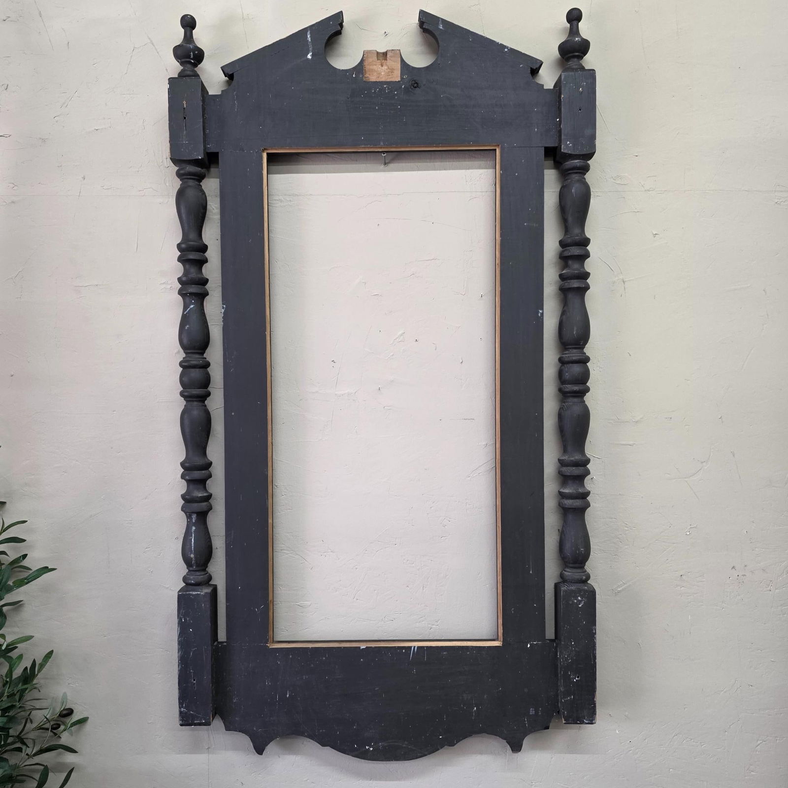Victorian Eastlake Style Black Pier Mirror Frame, Large Architectural Vintage Wall Hanging Surround - 4