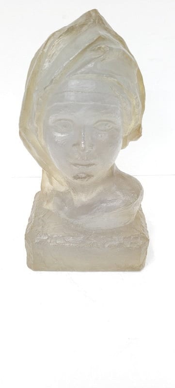 1970s Lucite Acrylic Bust Sculpture Textured Resin Female Head |Modernist Brutalist Decor Vintage - 2