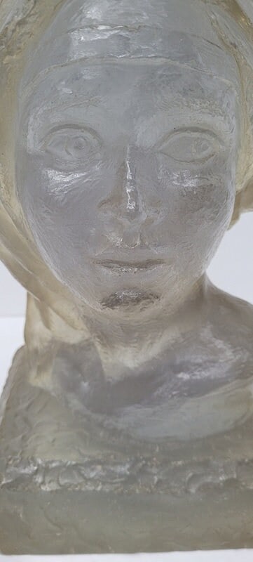 1970s Lucite Acrylic Bust Sculpture Textured Resin Female Head |Modernist Brutalist Decor Vintage - 3