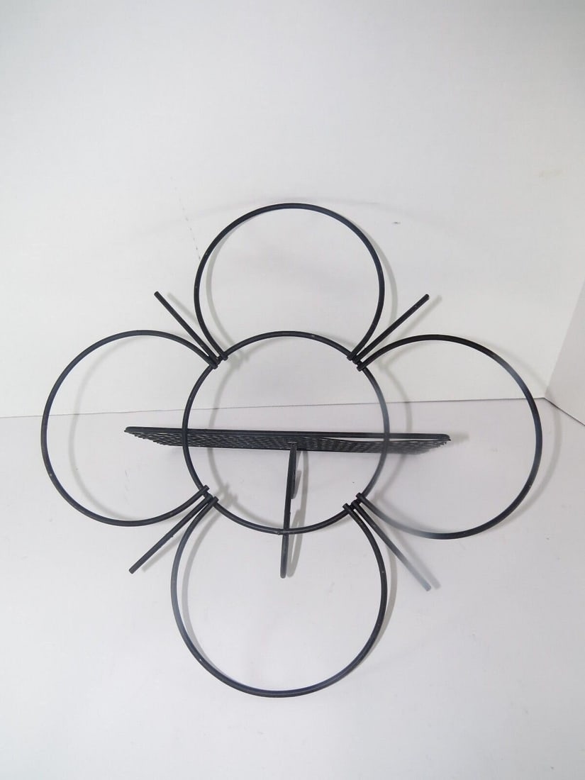 Vintage Metal Wall Shelf Mid Century Modern Atomic Mategot style Flower BOHO Retro - 2