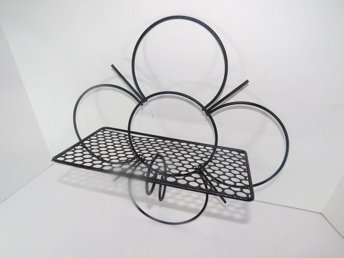 Vintage Metal Wall Shelf Mid Century Modern Atomic Mategot style Flower BOHO Retro - 3