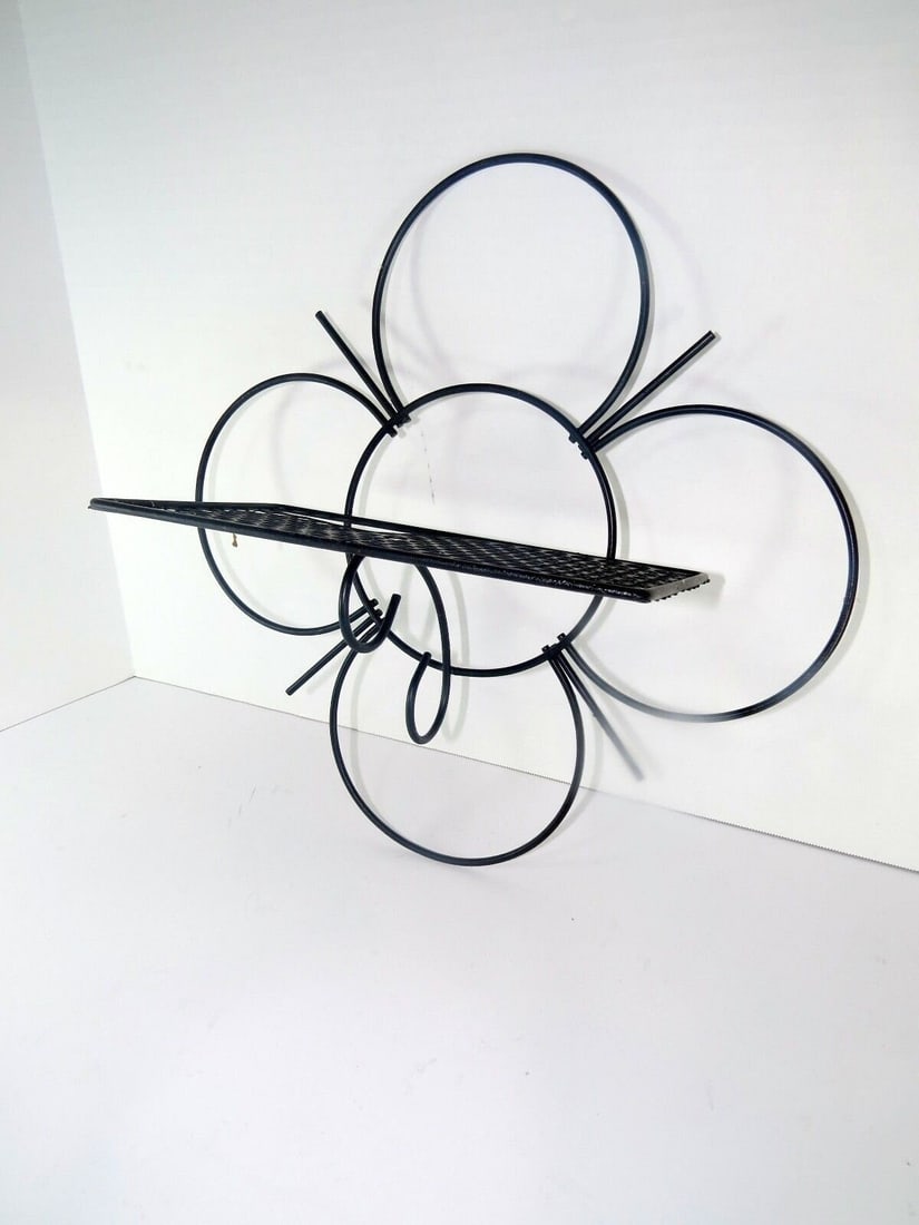 Vintage Metal Wall Shelf Mid Century Modern Atomic Mategot style Flower BOHO Retro - 4