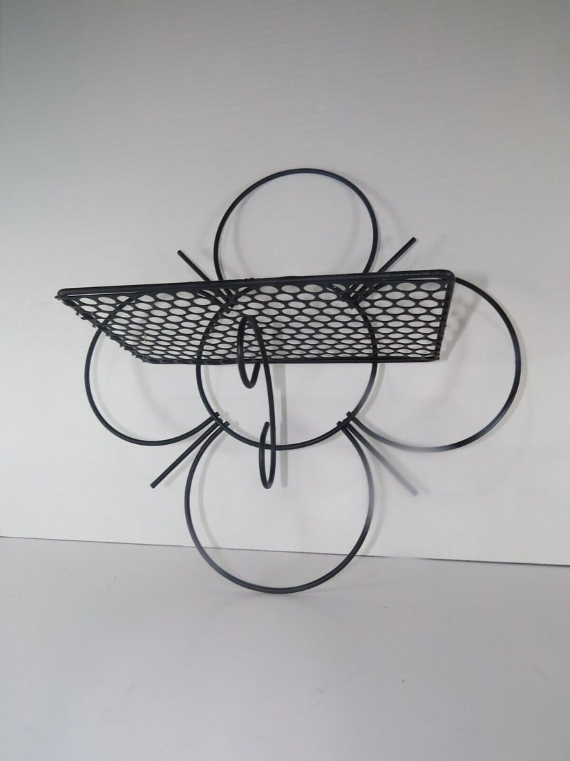 Vintage Metal Wall Shelf Mid Century Modern Atomic Mategot style Flower BOHO Retro - 5