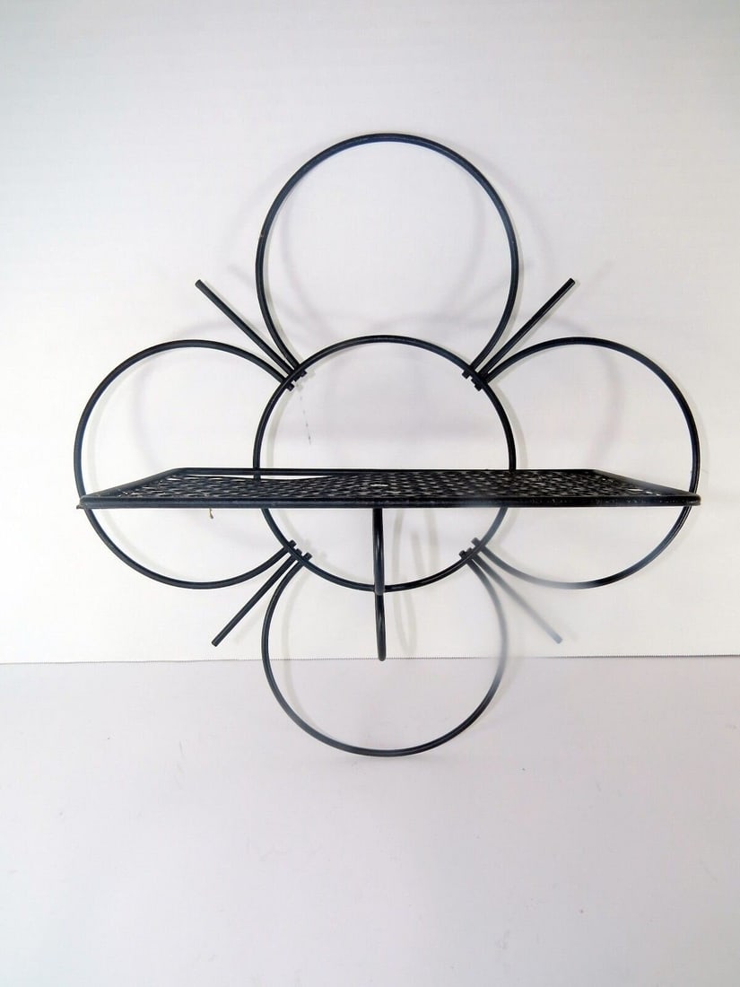 Vintage Metal Wall Shelf Mid Century Modern Atomic Mategot style Flower BOHO Retro - 8