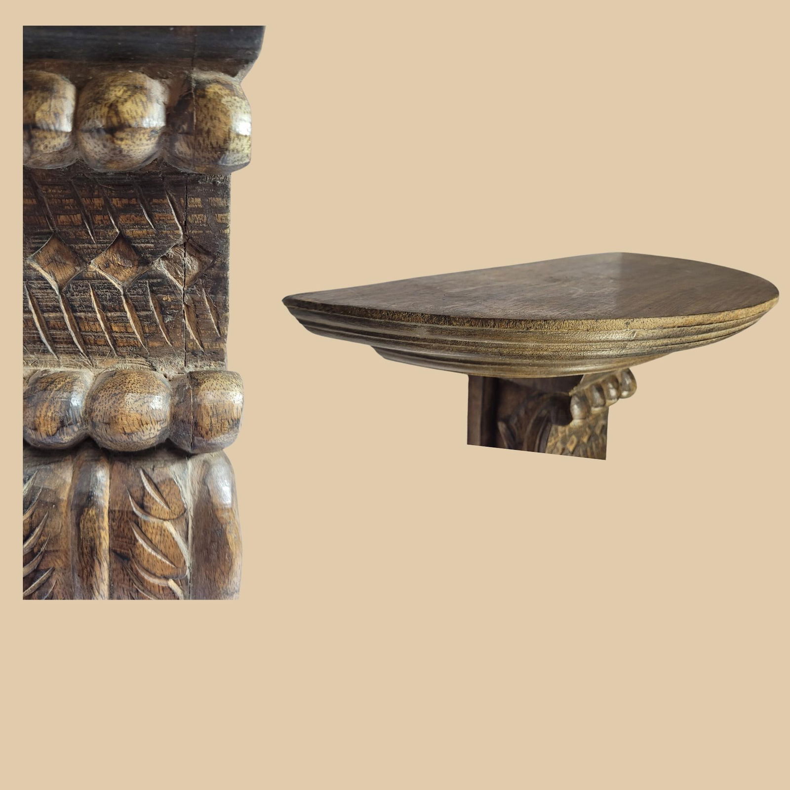 Vintage Wood Wall Shelves Pair Sconces Hand carved Corbel Display for Home Decor: Title: Vintage Wood Wall Shelves Pair Sconces Hand carved Corbel Display for Home Decor Description: Vintage from the 1970s Ships from Arkansas! Shorter shipping distances are kinder to the planet 