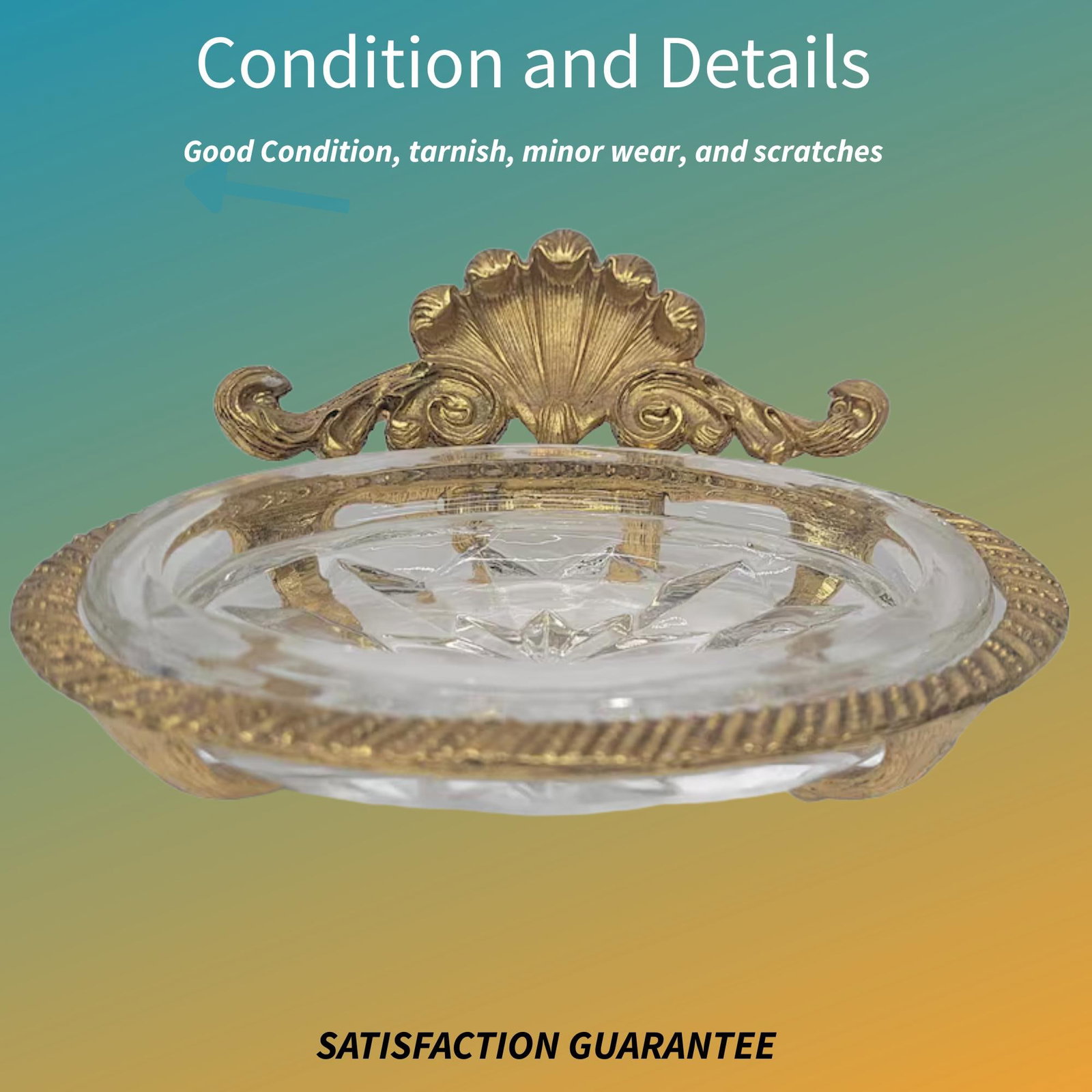 Vintage Gold Gilt Clam Shell Soap Dish Hollywood Regency Stylebuilt Vanity Decor - 3