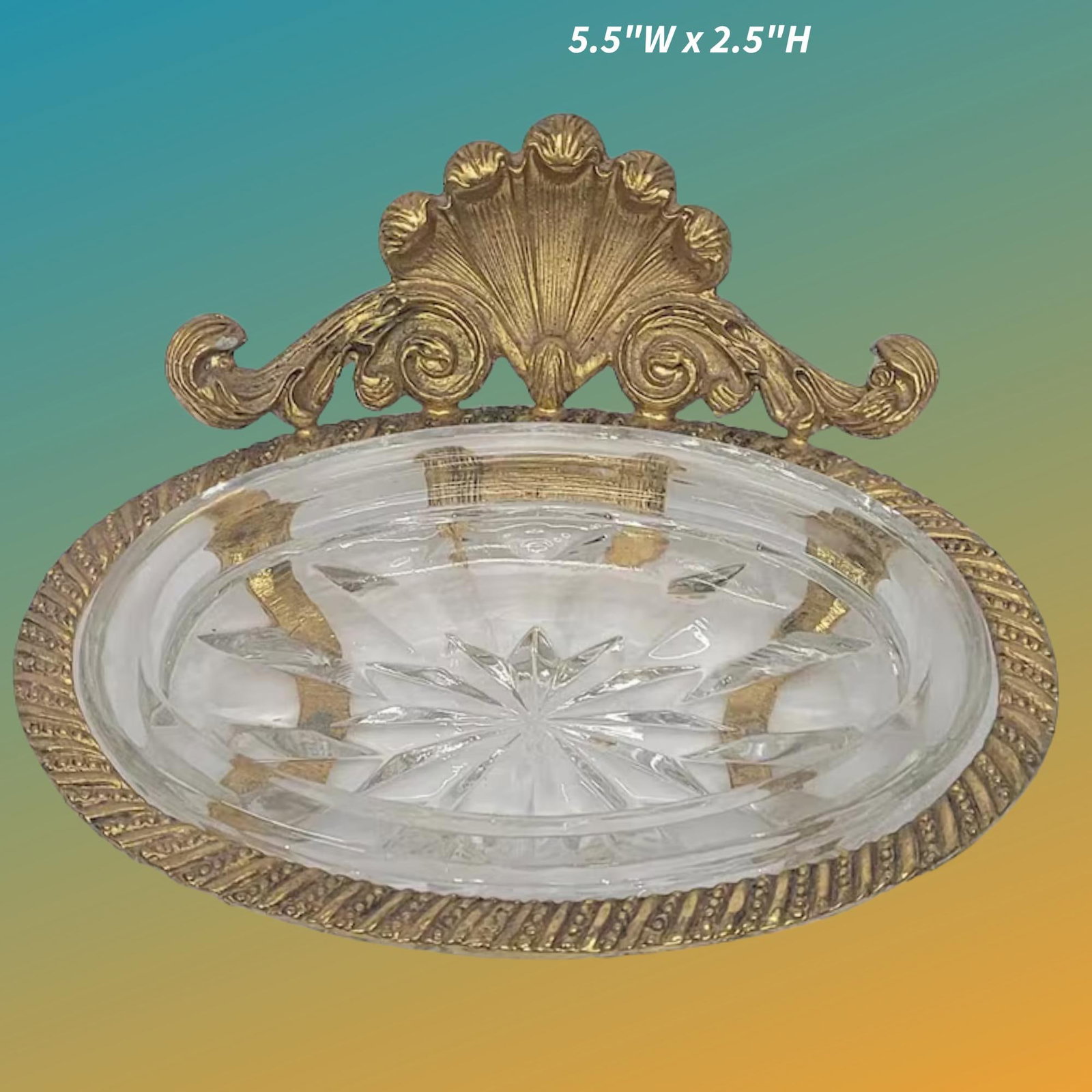 Vintage Gold Gilt Clam Shell Soap Dish Hollywood Regency Stylebuilt Vanity Decor - 5