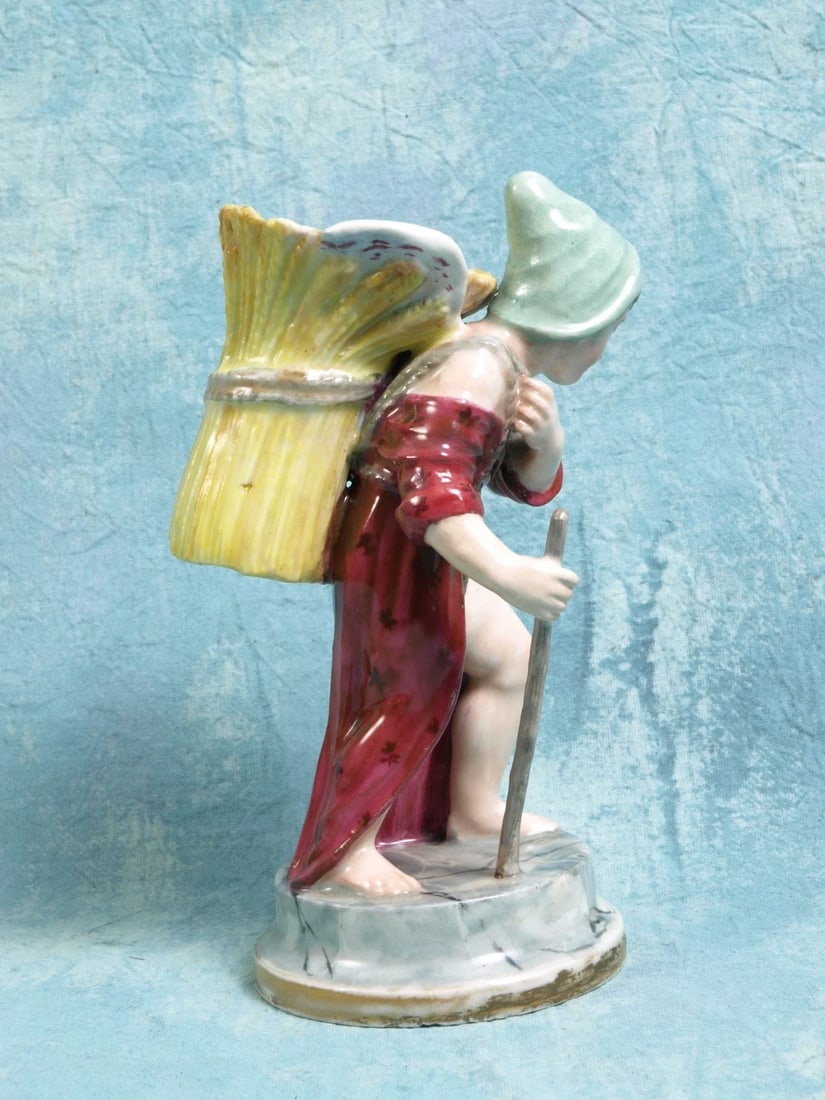 RARE Royal Vienna Antique 18th C Porcelain Boy Peasant Figurine Beehive - 5