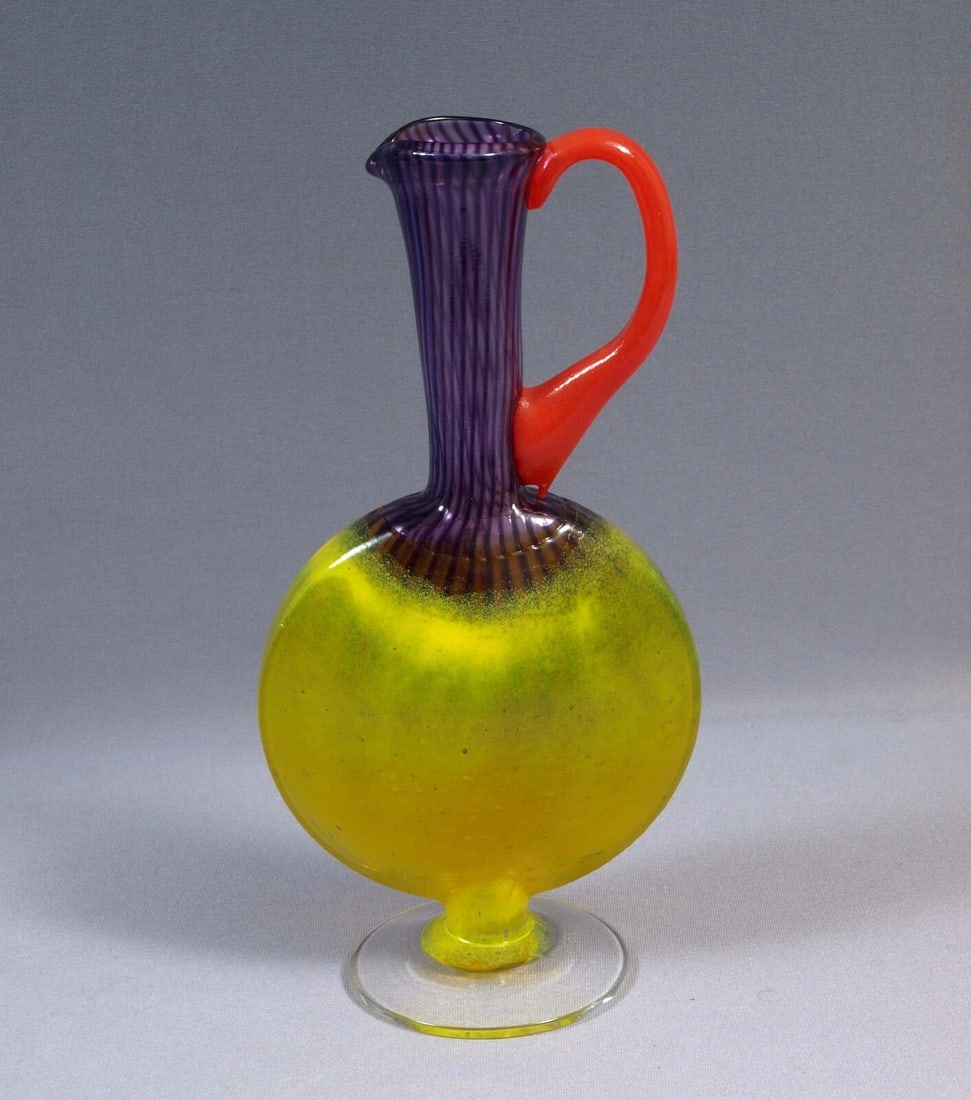 Kosta Boda KJELL ENGMAN Glass Art Yellow Vase Bon Bon Modern Vase Ewer Sweden - 2