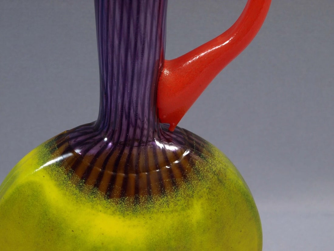 Kosta Boda KJELL ENGMAN Glass Art Yellow Vase Bon Bon Modern Vase Ewer Sweden - 3