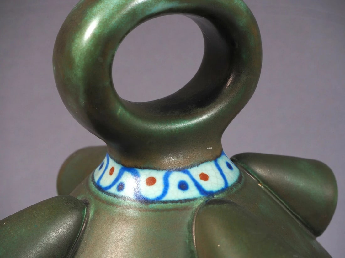 EARLY 1921 Gouda PZH Zuid-Holland Candle Holder Lantern ANJEL Antique Matte - 6