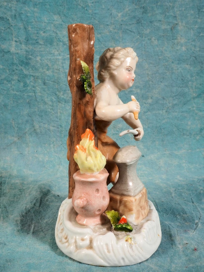 Meissen Johansen Roth JR Porcelain Boy Figurine Blacksmith Antique UNUSUAL - 6