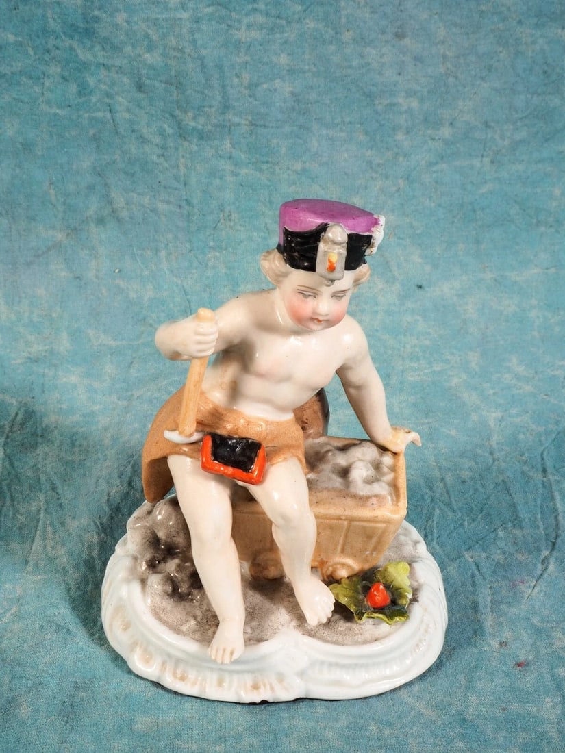 Meissen Johansen Roth JR Porcelain Boy Cherub Figurine Miner ANTIQUE - 3
