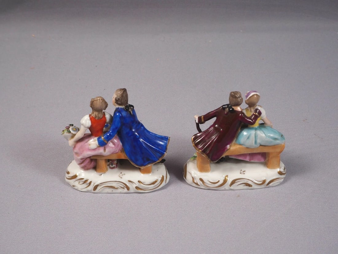 Antique Chelsea Derby Samson Gold Anchor 2 Figurines Courting Couple Lady Man - 6