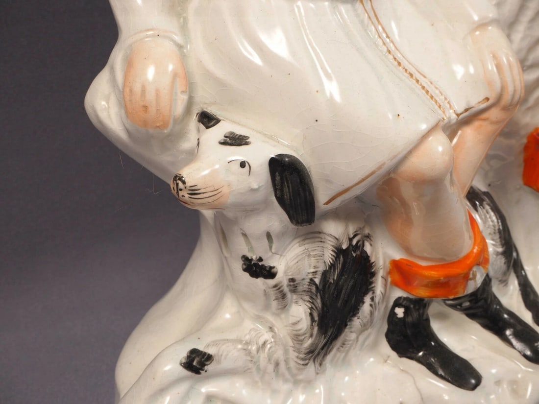 STAFFORDSHIRE FIGURINE Robin Hood 19 century LARGE RARE Victorian Flatback Vase - 5