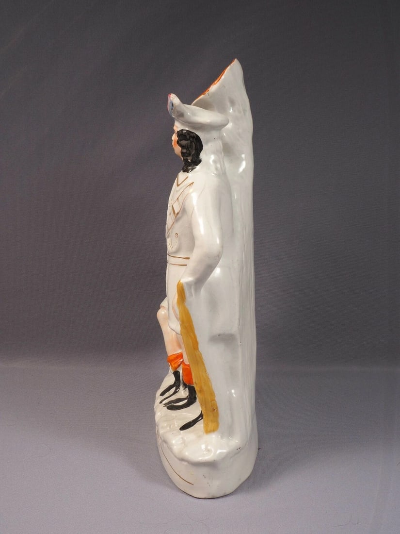 STAFFORDSHIRE FIGURINE Robin Hood 19 century LARGE RARE Victorian Flatback Vase - 6