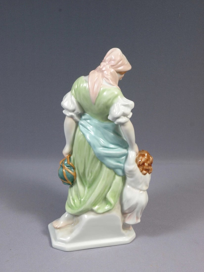 Herend Hungary Woman Mom Mother Girl Figurine Water Jug 5425 LARGE 11" - 6