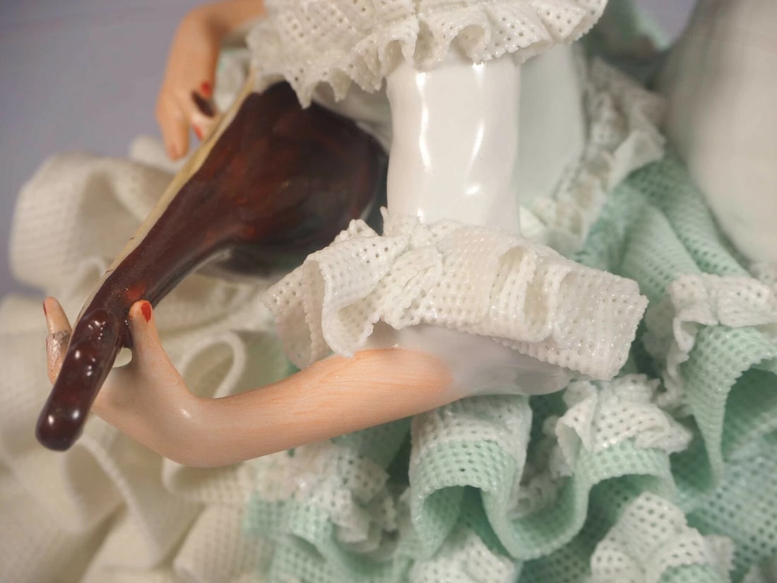 Dresden Lace Ballerina Sandizell Hoffner Figurine Germany Violin LARGE - 5