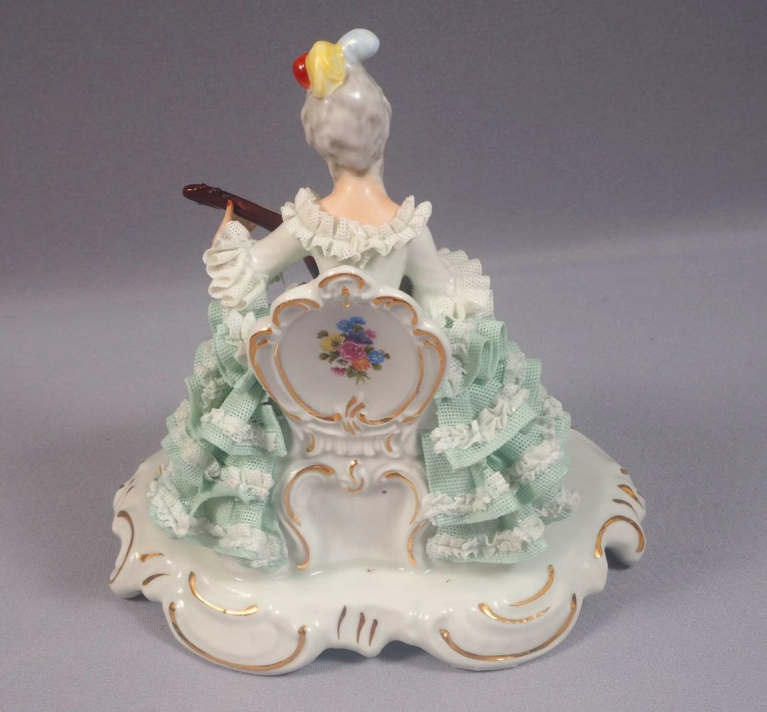 Dresden Lace Ballerina Sandizell Hoffner Figurine Germany Violin LARGE - 6