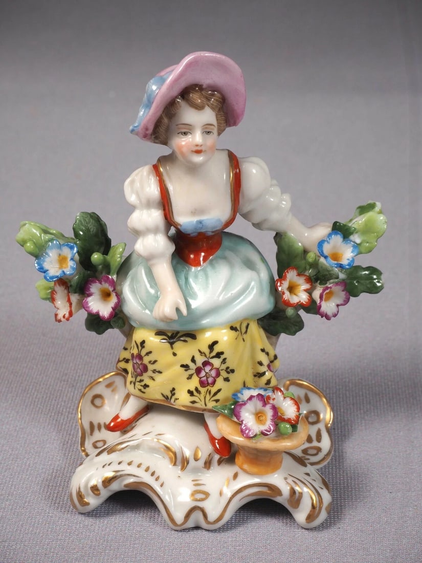 Derby Chelsea Derby Samson Gold Anchor PAIR 2 Figurines Boy Girl Antique - 4