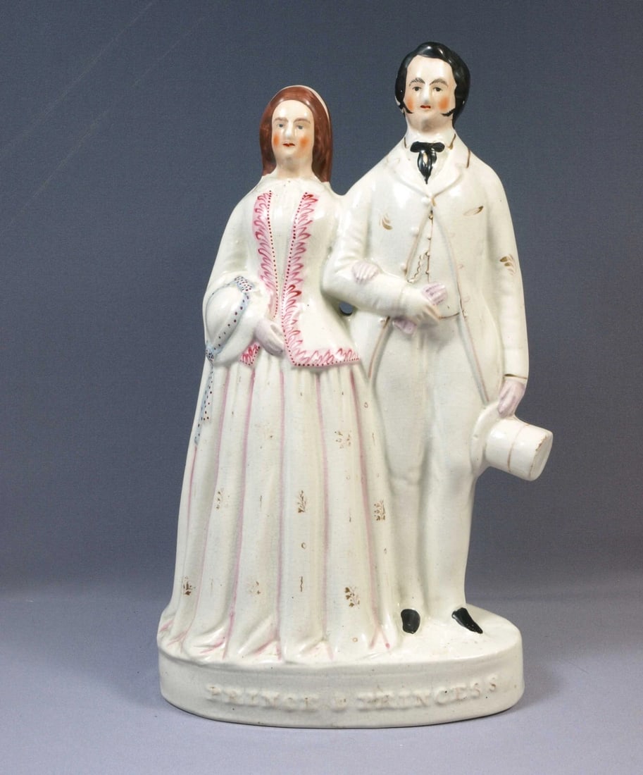 STAFFORDSHIRE FIGURINE PRINCE& PRINCESS 19 century LARGE RARE Victorian - 2