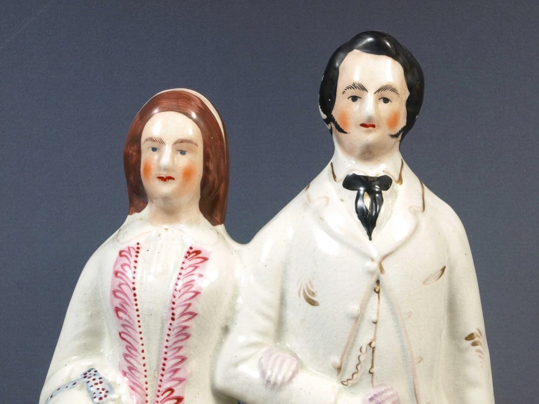 STAFFORDSHIRE FIGURINE PRINCE& PRINCESS 19 century LARGE RARE Victorian - 3