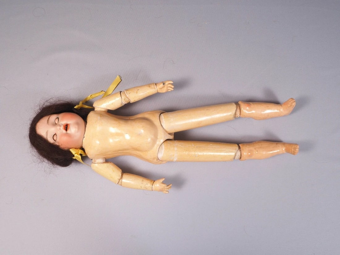 ARMAND MARSEILLE Rare Doll Bisque Head Wood Body Antique VERY UNUSUAL - 9