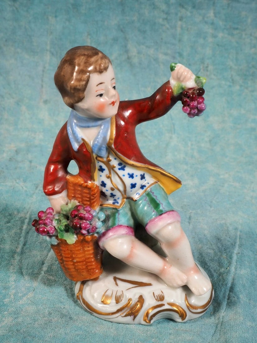 Sitzendorf Figurines Boy Girl Harvest Garden Children Dresden Antique Germany - 3
