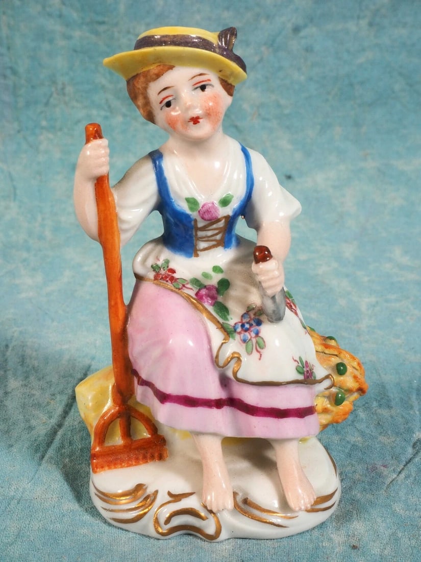 Sitzendorf Figurines Boy Girl Harvest Garden Children Dresden Antique Germany - 8