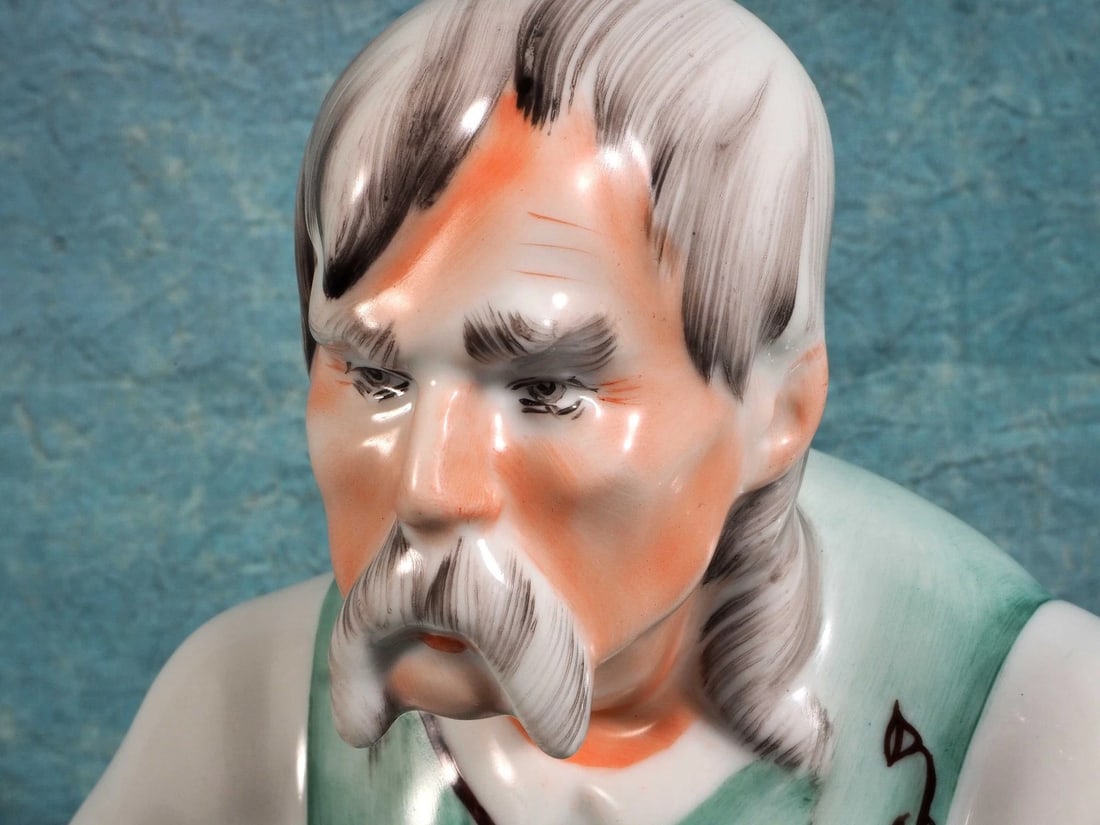 Hungarian porcelain figurine Statue Zsolnay Pecs Carver Old Man VERY LARGE 33 cm - 3