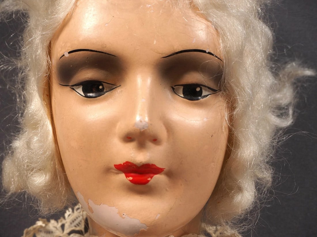 French Boudoir doll Composition Cloth Antique Art Nouveau LARGE 30" - 2