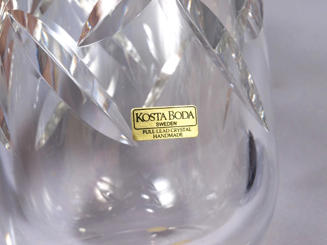 Kosta Boda Lead Crystal Cut Glass Vase by Goran Warff LARGE Signed - 5