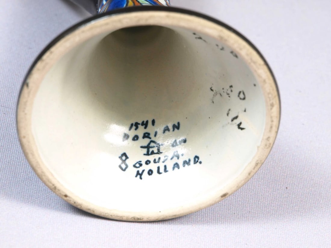 Gouda PZH Royal Zuid-Holland Candle Holder Stick DORIAN c.1923 Antique - 6