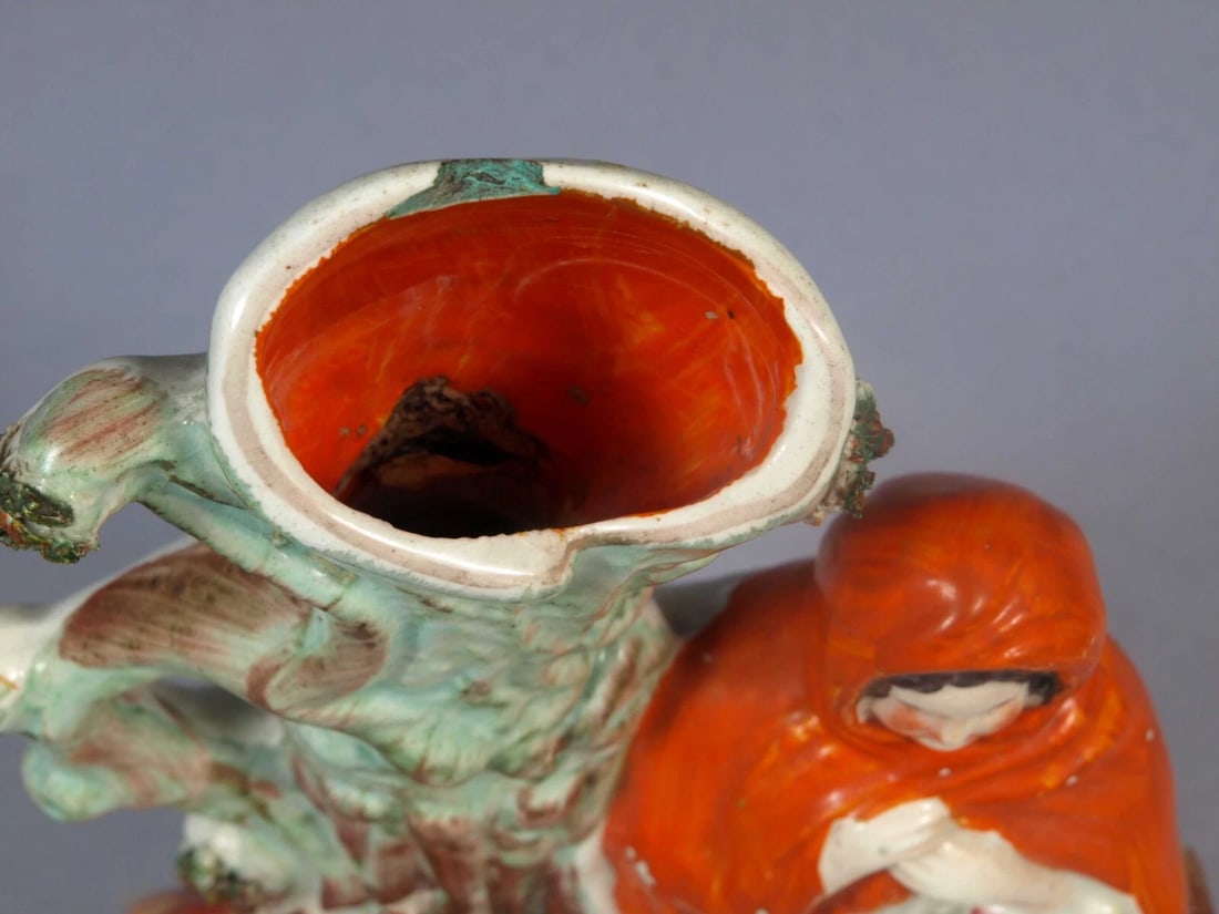 Staffordshire Figurine LITTLE RED RIDING HOOD VASE WOLF c. late 1800 England - 4