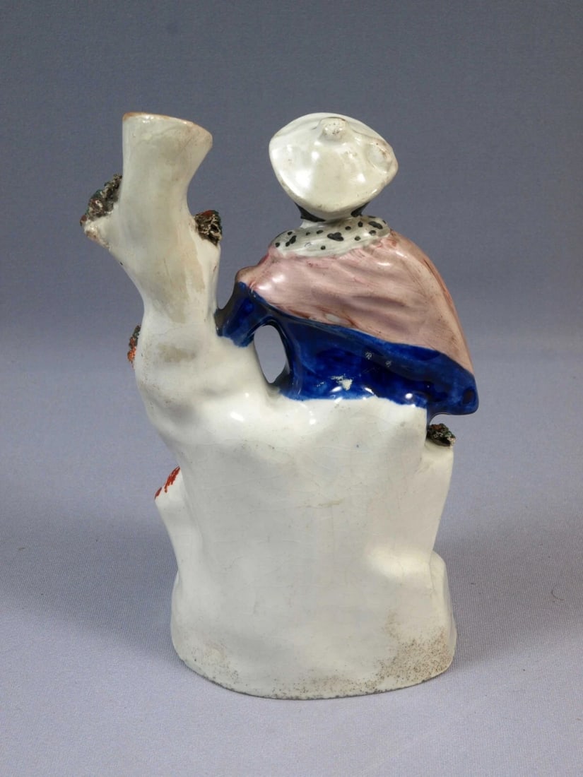 Staffordshire Figurine Boy Man Dog Flowers VASE c. late 1800 England - 6