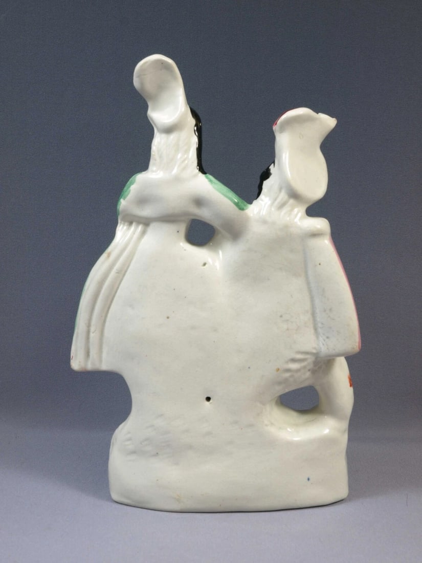 STAFFORDSHIRE Figure Scottish man lady couple Antique Victorian Dog - 6