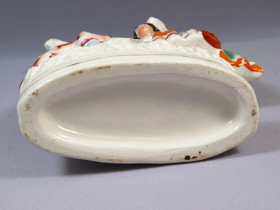 STAFFORDSHIRE Figure Scottish man lady couple Antique Victorian Dog - 7