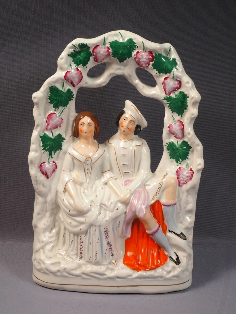 STAFFORDSHIRE Antique Figurine couple Wedding love color 19th century England - 2