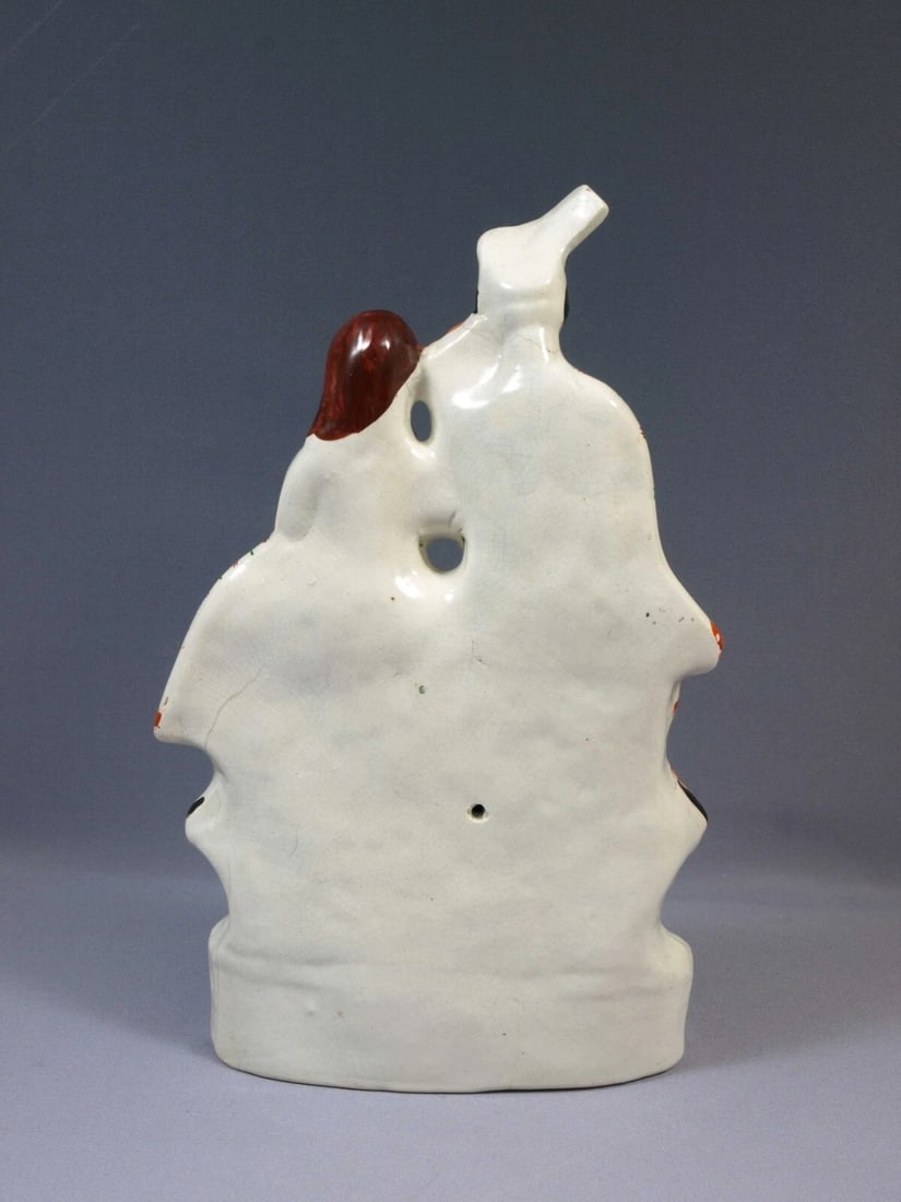 STAFFORDSHIRE Figure Scottish man lady Gat Clock couple Antique Victorian - 6