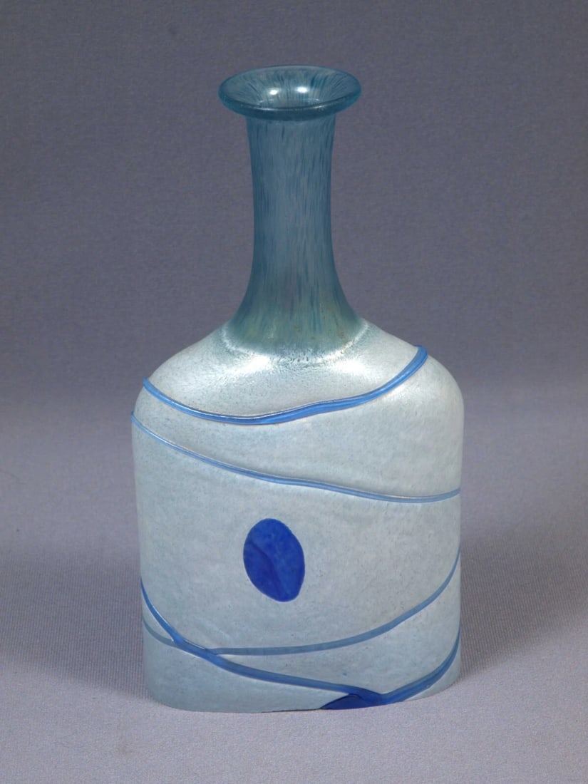 Kosta Boda Bertil Vallien Galaxy Blue Glass Art Vase Bottle Modern Sweden - 2