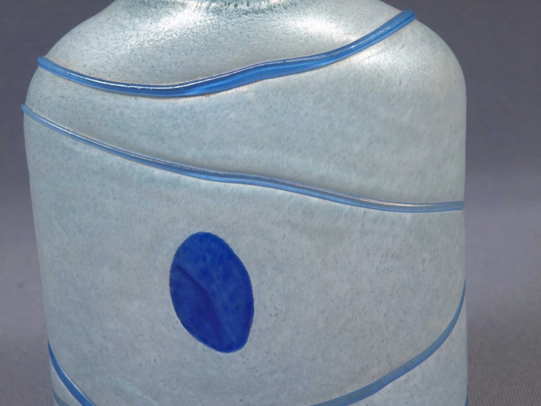 Kosta Boda Bertil Vallien Galaxy Blue Glass Art Vase Bottle Modern Sweden - 3