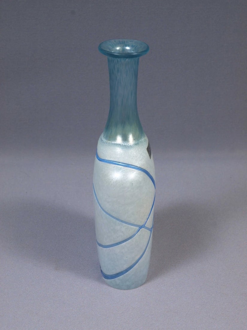 Kosta Boda Bertil Vallien Galaxy Blue Glass Art Vase Bottle Modern Sweden - 4